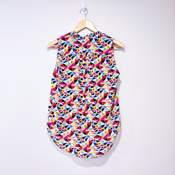 TRISTAN – Multicolored geometric asymmetrical sleeveless blouse | Summer top * - Picture 6 of 6